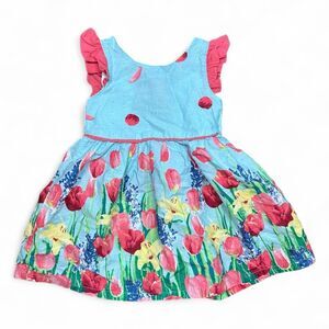 Penelope Mack Floral Tulip Garden Toddler Dress 12M Cottagecore